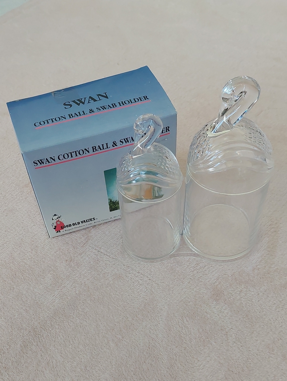 SWAN Cotton Ball & Swab Holder NIB